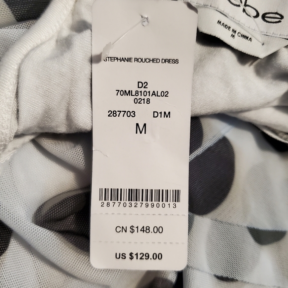 Bebe Stéphanie Rouched Polka Dot Dress Medium - Picture 11 of 11